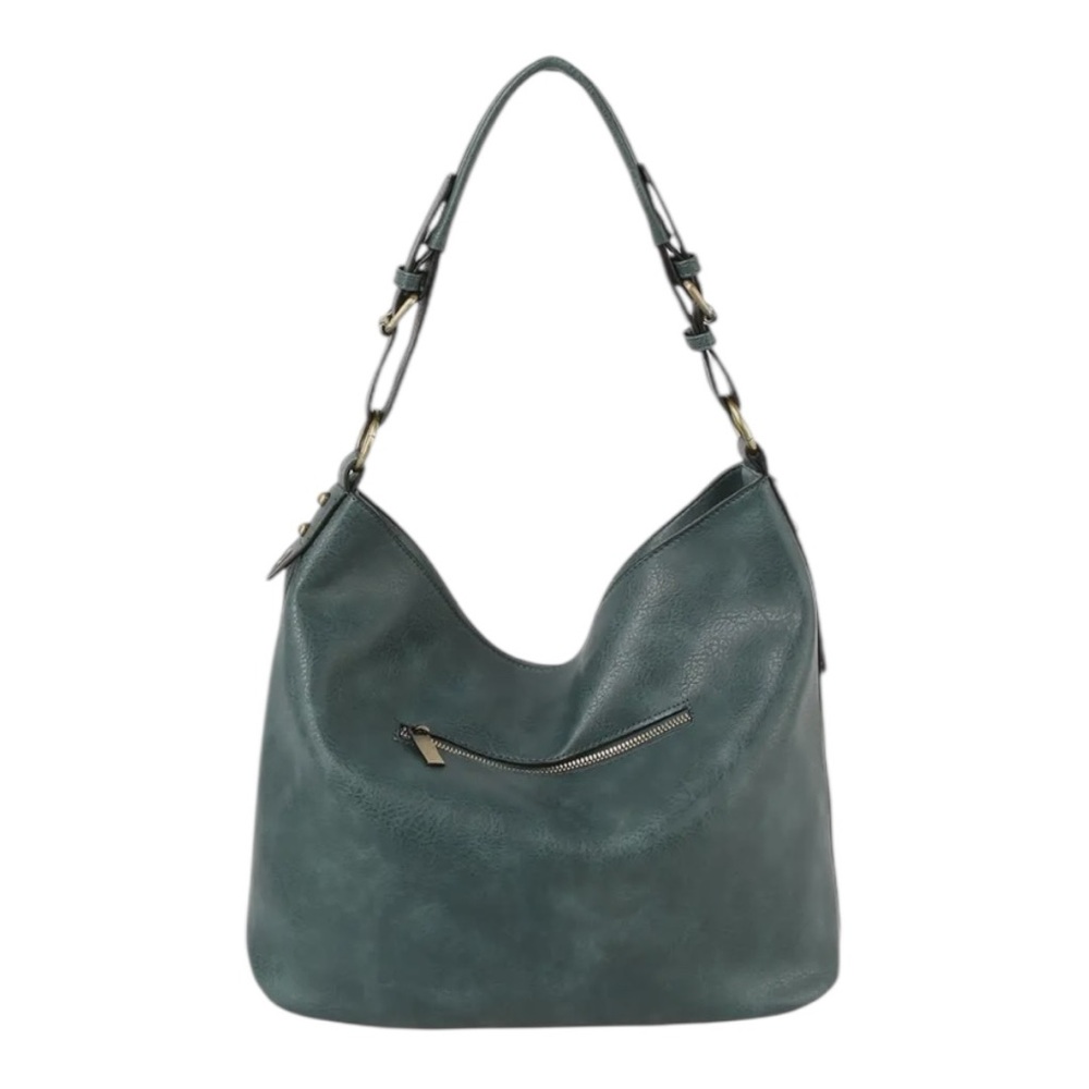 NWT Vegan Leather Shoulder Bag Tote! Dusty Blue! - Picture 3 of 7